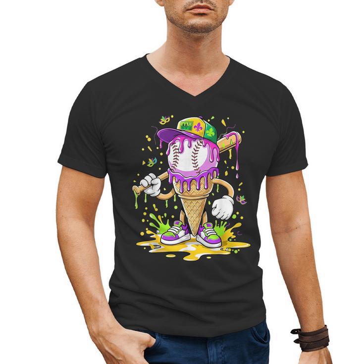Kids Baseball Drip Ice Cream Apparel Kids Boys Mardi Gras Men's V-Neck T-Shirt