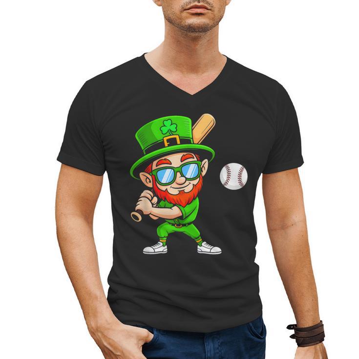 Kids St Patricks Day Shirt Leprechaun Baseball Boys Men Men's V-Neck T-Shirt