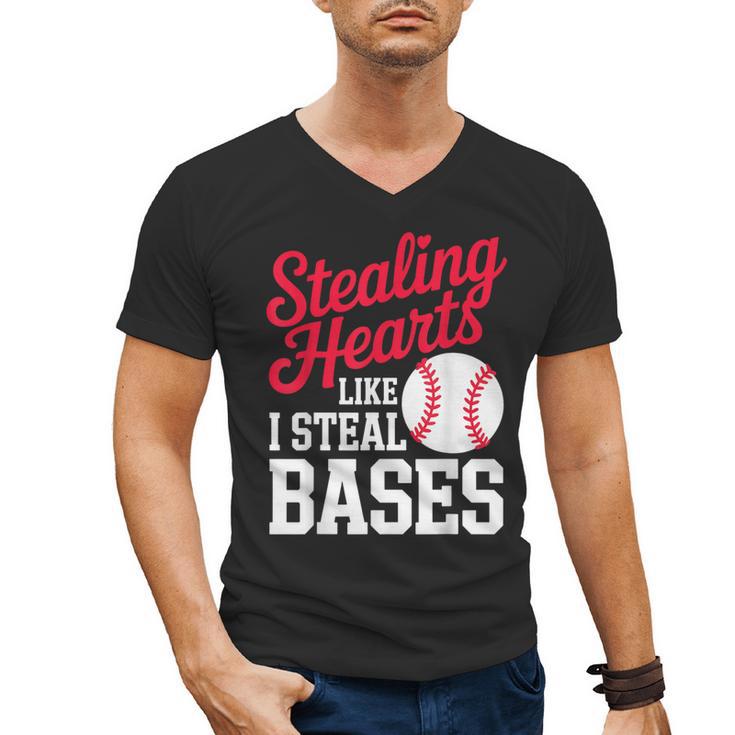 Kids Stealing Hearts Cute Baseball Boys Men's V-Neck T-Shirt