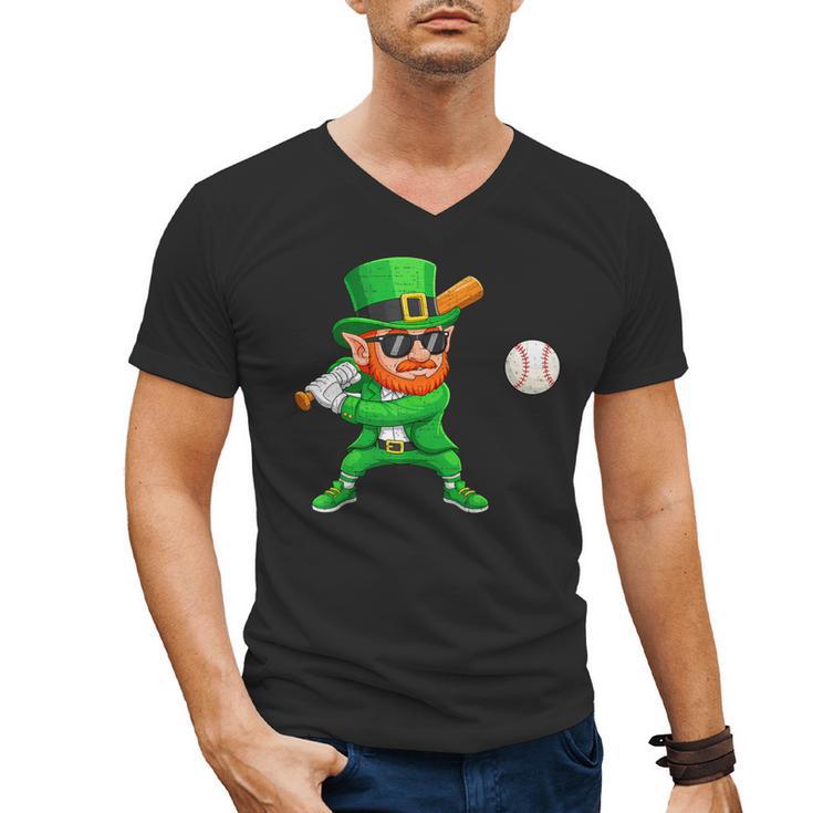 Leprechaun Playing Baseball St Patricks Day Sport Boys Men's V-Neck T-Shirt