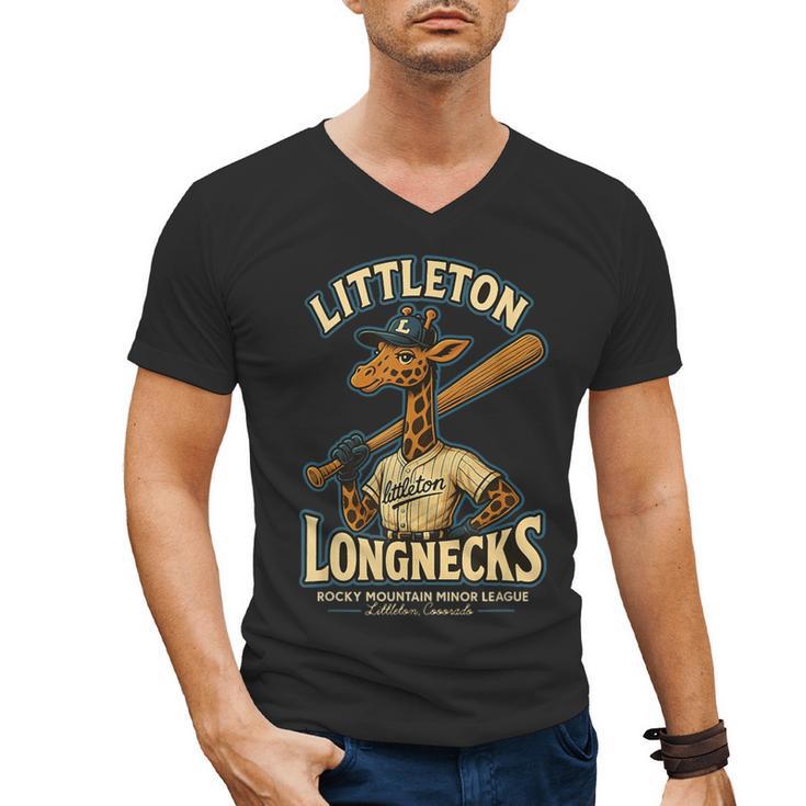 Littleton Longnecks Retro Minor League Baseball Men's V-Neck T-Shirt