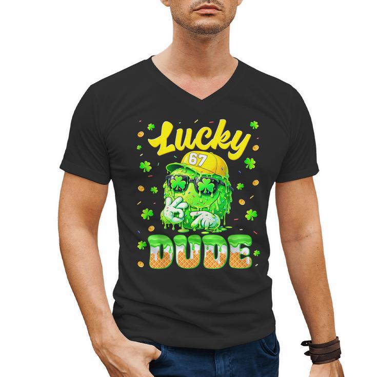 Lucky Dude Drip Baseball Shamrock St Patrick Men Boy Youth Men's V-Neck T-Shirt