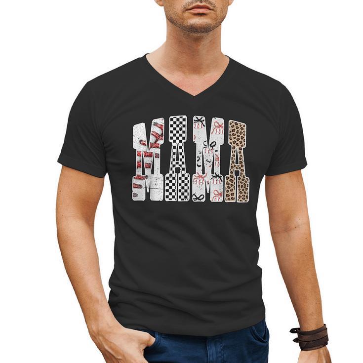 Mama Baseball Season Happy Game Day Trendy Sports Mom Men's V-Neck T-Shirt