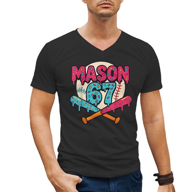 Mason 67 Ice Cream Drip Baseball Meme Graphics Men's V-Neck T-Shirt