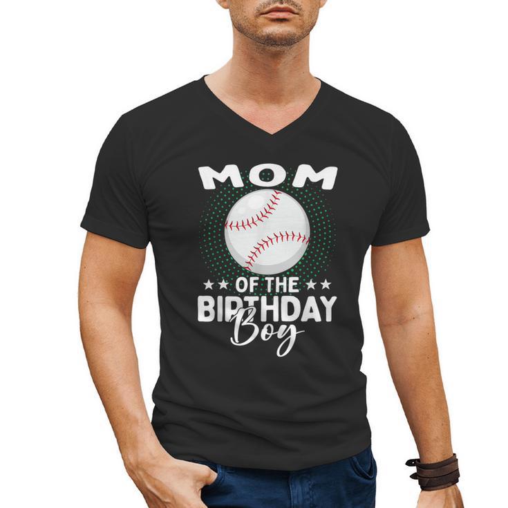 Mom Of The Birthday Boy Baseball Player Birthday Men's V-Neck T-Shirt