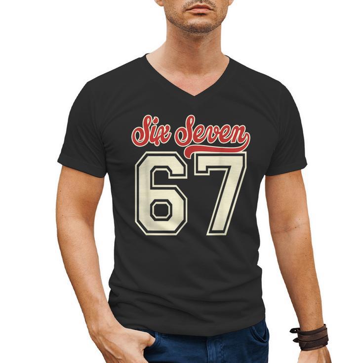 Number 67 Meme Six Seven Baseball Style Kids Boy Teen Men's V-Neck T-Shirt