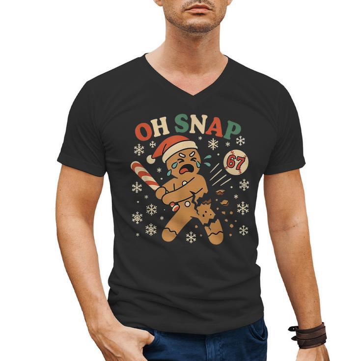 Oh Snap Gingerbread 67 Meme Baseball Christmas Xmas Men's V-Neck T-Shirt