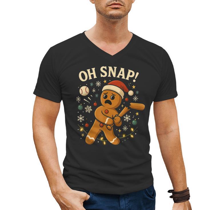 Oh Snap Gingerbreadman Christmas Baseball Men's V-Neck T-Shirt