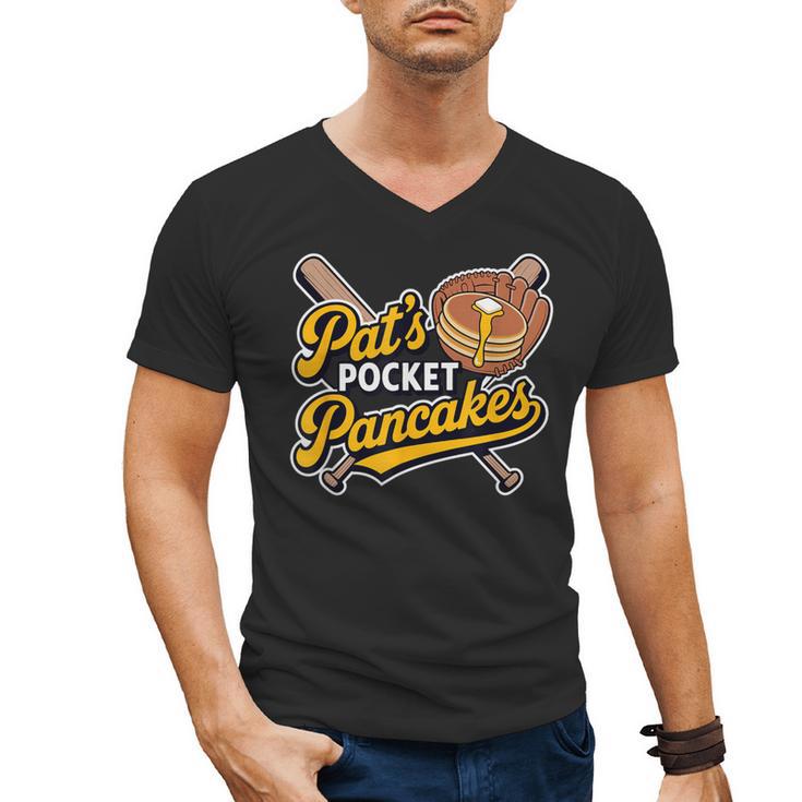 Pat's Pocket Pancakes Baseball Glove Stack Syrup Men's V-Neck T-Shirt