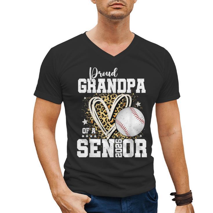 Proud Grandpa Of A 2026 Senior Baseball Graduation Leopard Men's V-Neck T-Shirt