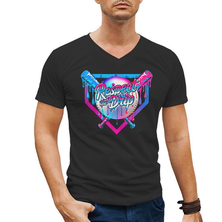 Respect The Drip Baseball Ice Cream For Kids Boys Youth Men's V-Neck T-Shirt