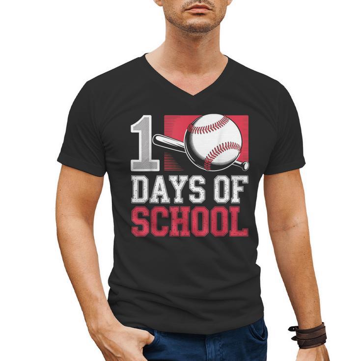 Retro 100 Days Of School Baseball Teacher Student 100 Days Men's V-Neck T-Shirt