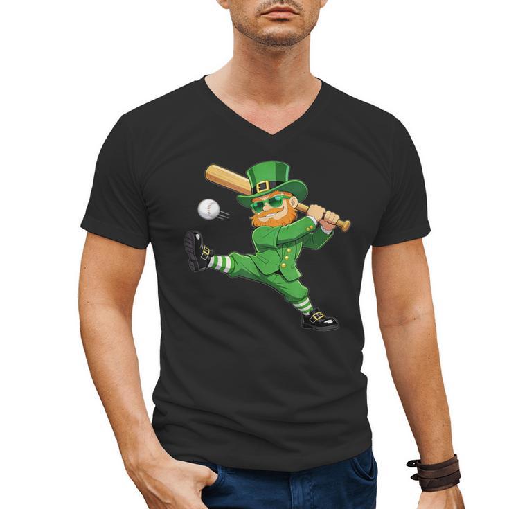 Retro Leprechaun Baseball St Patricks Day Sport Men Boy Kids Men's V-Neck T-Shirt