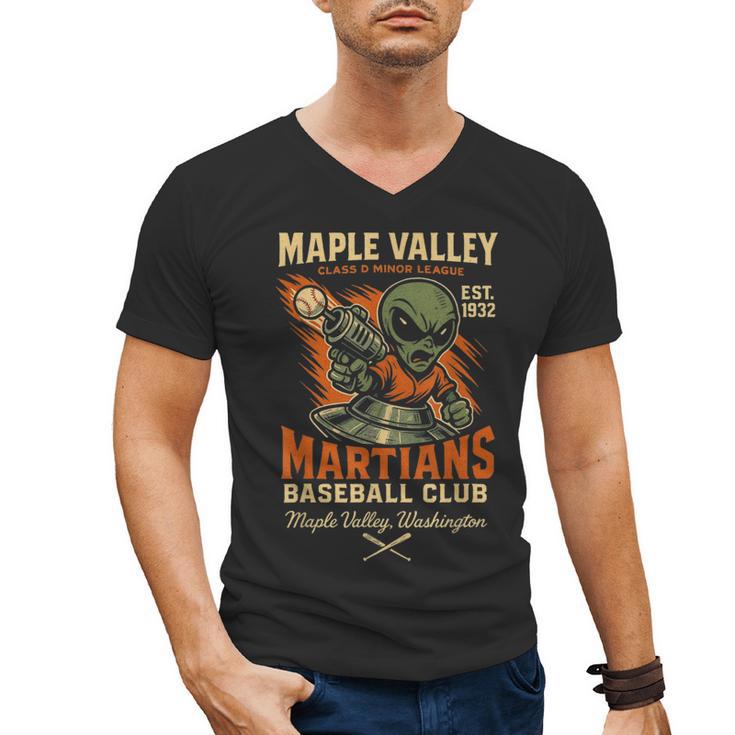 Retro Minor League Maple Valley Martians Baseball Club Men's V-Neck T-Shirt