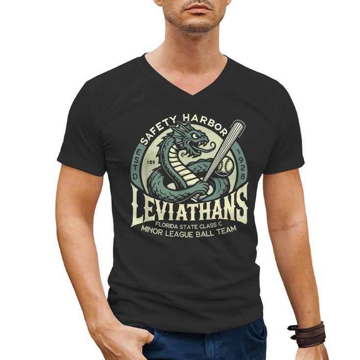 Safety Harbor Leviathans Retro Baseball Monster Men's V-Neck T-Shirt