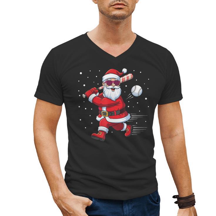 Santa Baseball Christmas Pajamas Xmas Men Kids Boys Men's V-Neck T-Shirt