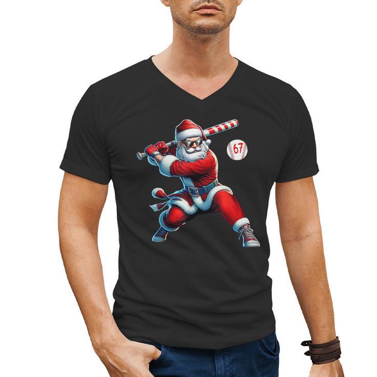 Santa Baseball Six Seven 6 7 Meme Christmas Men Boys Player Men's V-Neck T-Shirt