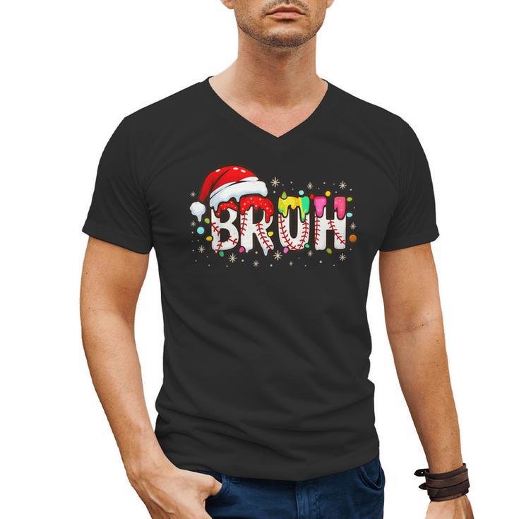 Santa Bruh Baseball Christmas Xmas Meme Pajamas Family Men's V-Neck T-Shirt