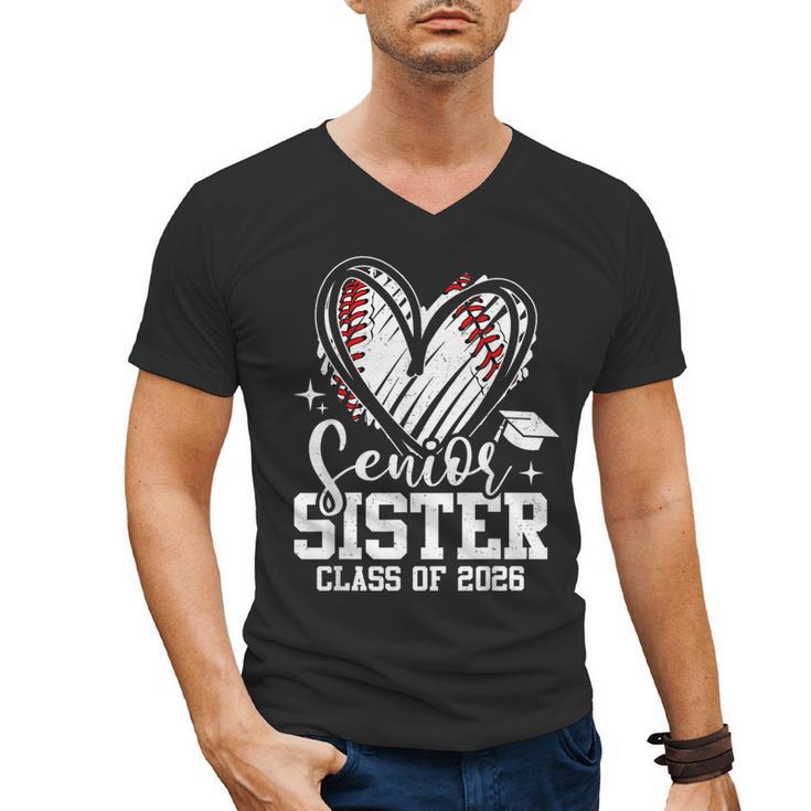 Senior Sister Class Of 2026 Baseball Graduation Heart Men's V-Neck T-Shirt