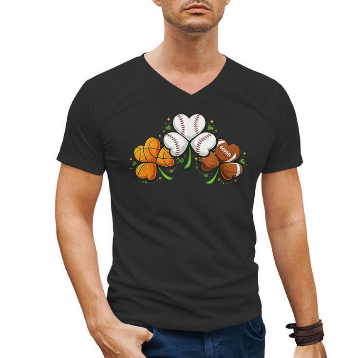 Shamrock Baseball Basketball Football St Patricks Day Men's V-Neck T-Shirt