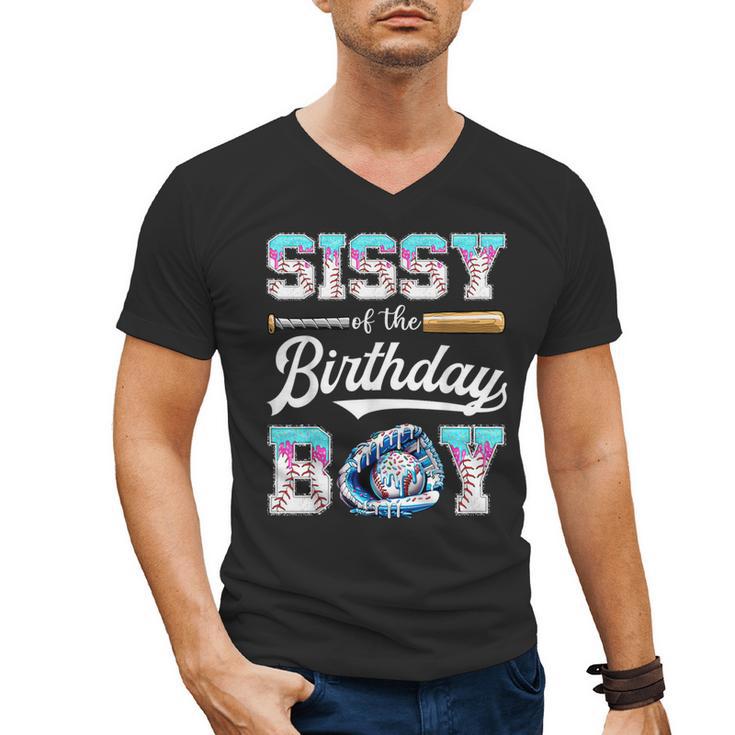 Sissy Of The Birthday Boy Baseball Ice Cream Drip Matching Men's V-Neck T-Shirt