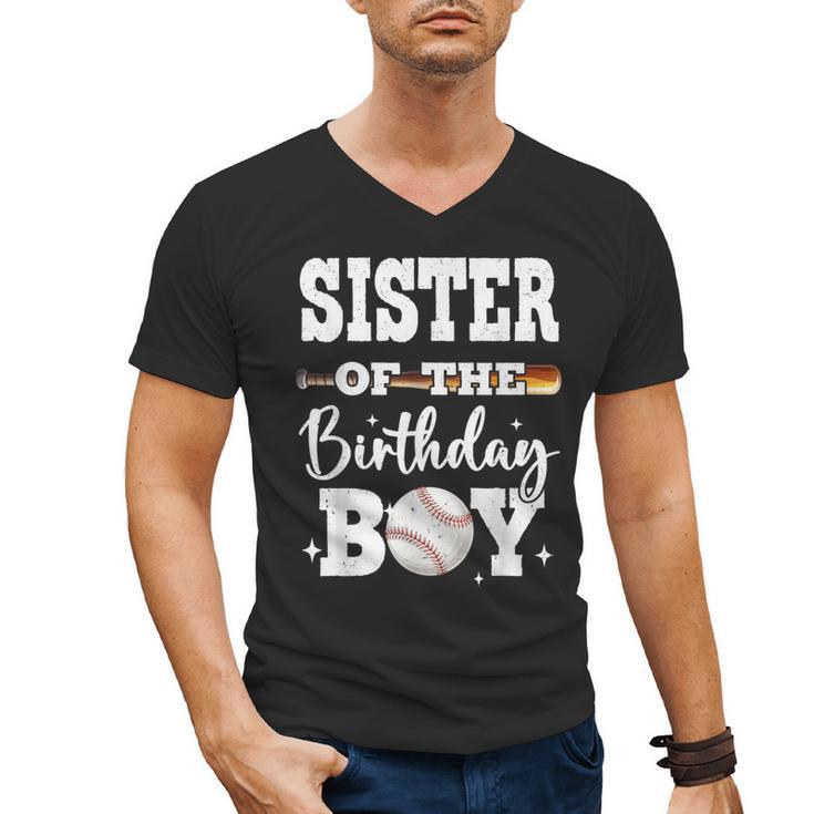 Sister Of The Birthday Boy Baseball Bday Family Men's V-Neck T-Shirt