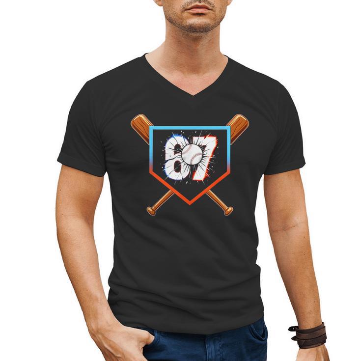 Six Seven 67 Baseball Birthday Boy Men Kids Boys Men's V-Neck T-Shirt