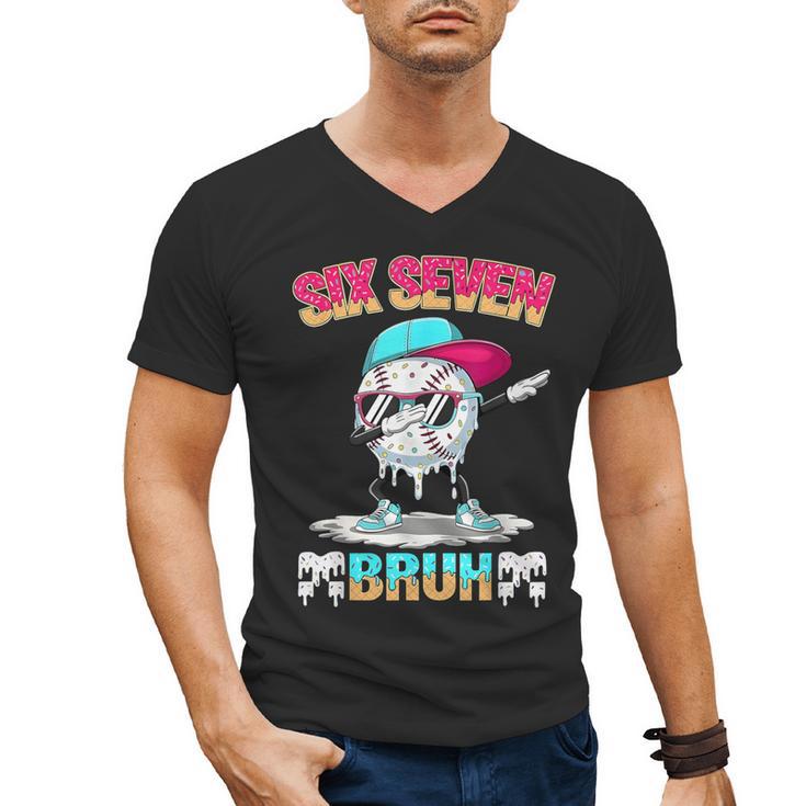 Six Seven 67 Meme Ice Cream Drip Baseball Dabbing Boy Kids Men's V-Neck T-Shirt