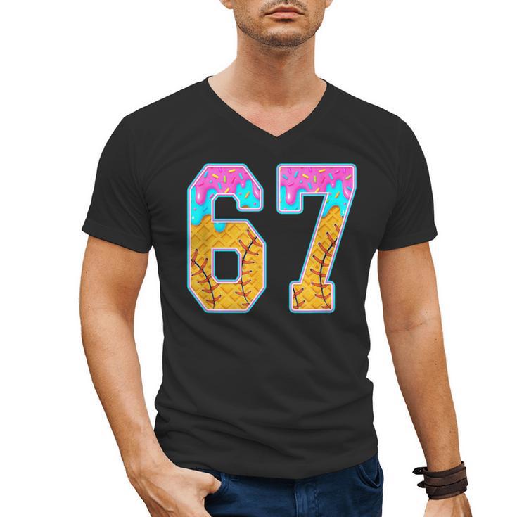 Six Seven Baseball Drip Men's V-Neck T-Shirt