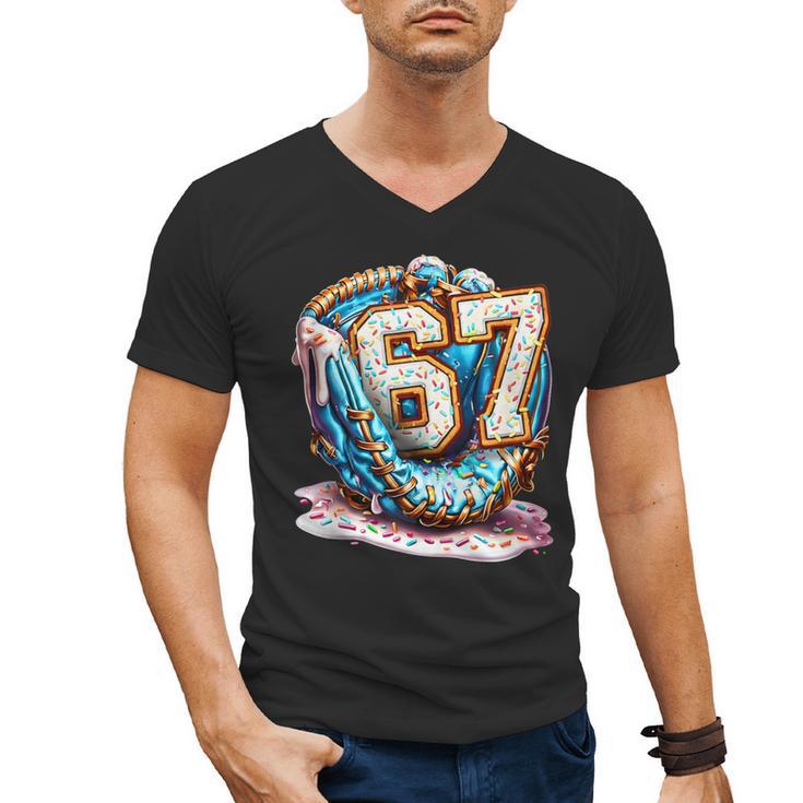 Six Seven Baseball Lifestyle 67 Meme Gen Alpha Slang Men's V-Neck T-Shirt