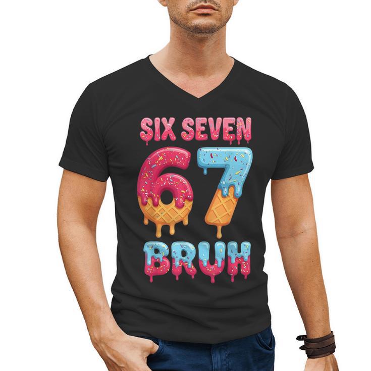 Six Seven Bruh 67 Ice Cream Drip Baseball For Men Women Kids Men's V-Neck T-Shirt