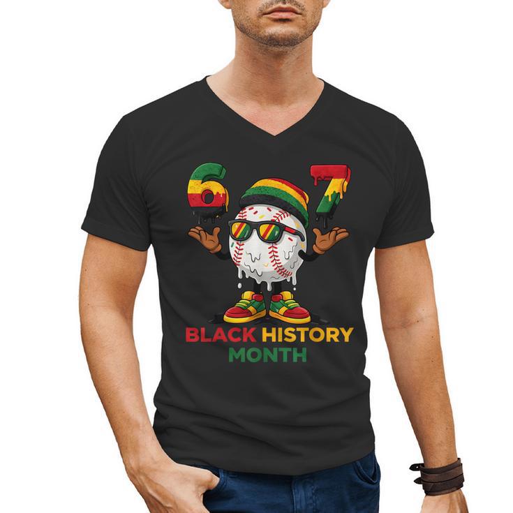 Six Seven History Month Baseball Drip Sports Men's V-Neck T-Shirt