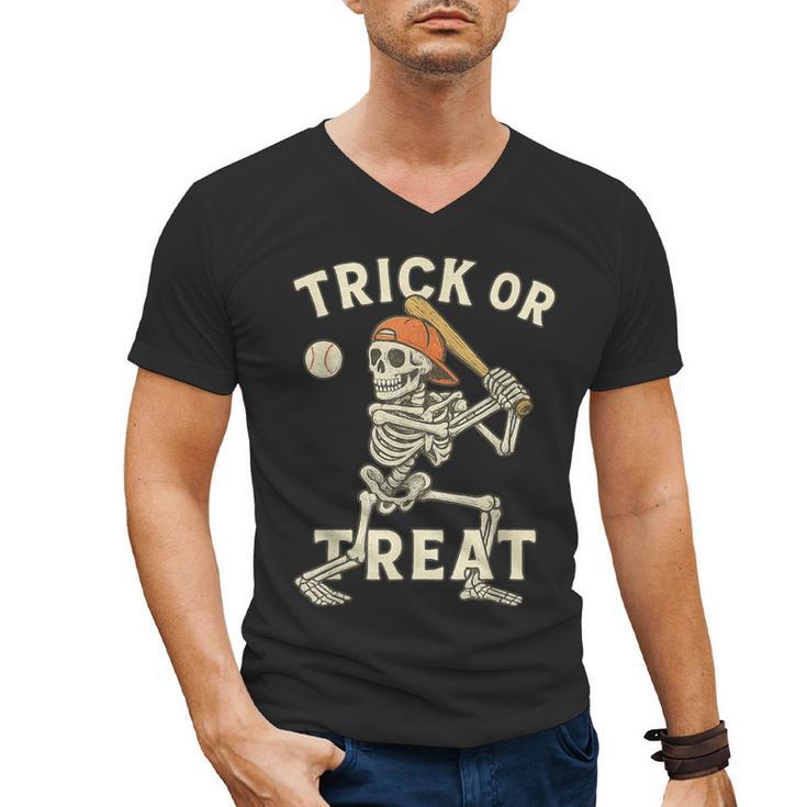 Skeleton Baseball Halloween Costume Men Boys Kids Tee Men's V-Neck T-Shirt