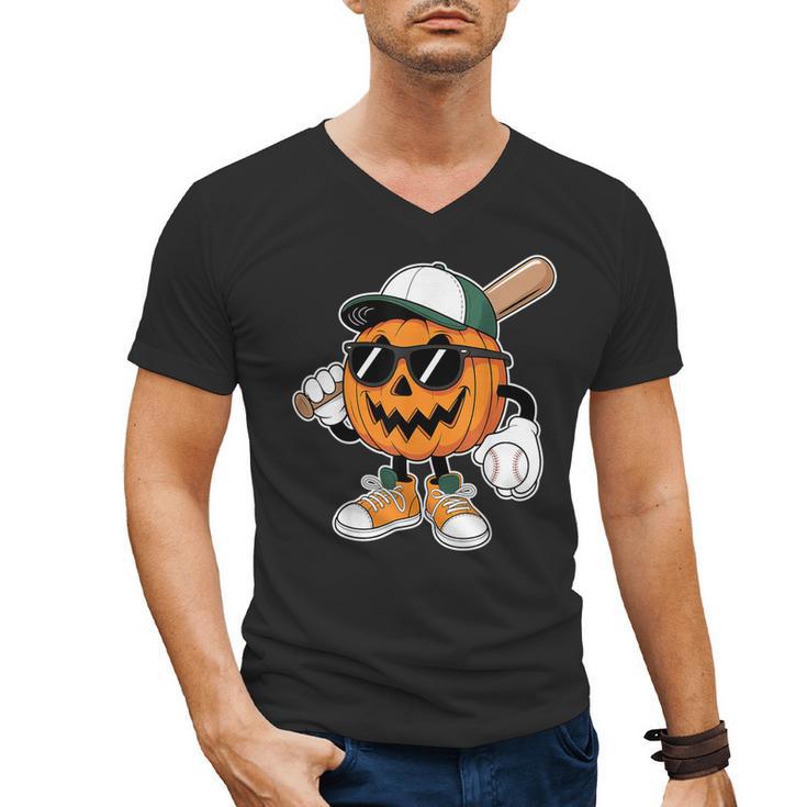 Spooky Jack O Lantern Baseball Halloween Costumes Boys Men's V-Neck T-Shirt