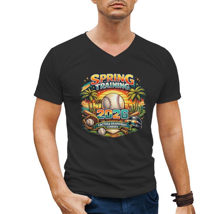 Spring Training 2026 Retro Baseball Palm Cactus Men's V-Neck T-Shirt