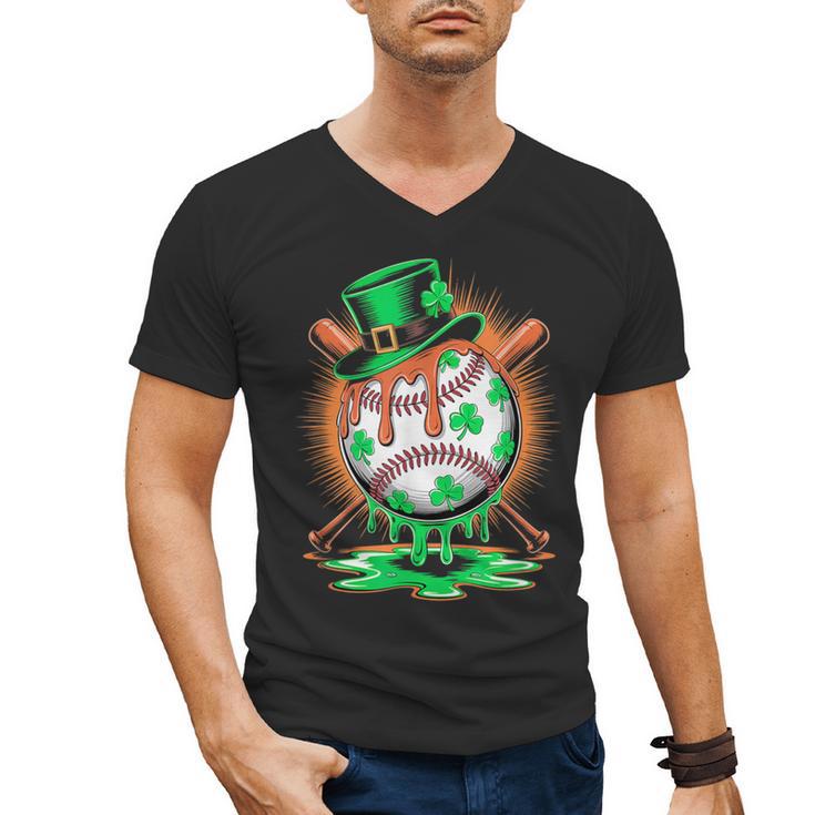 St Patrick Day Baseball Drip Ice Cream Kids Boys Men Men's V-Neck T-Shirt