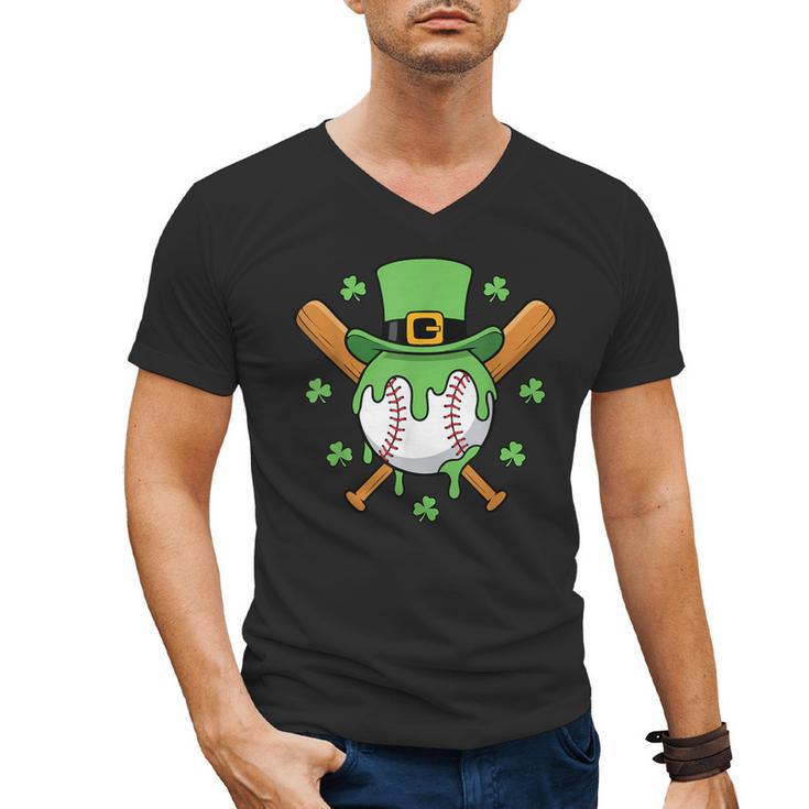 St Patricks Day Baseball Drip Ice Cream Baseball Home Plate Men's V-Neck T-Shirt