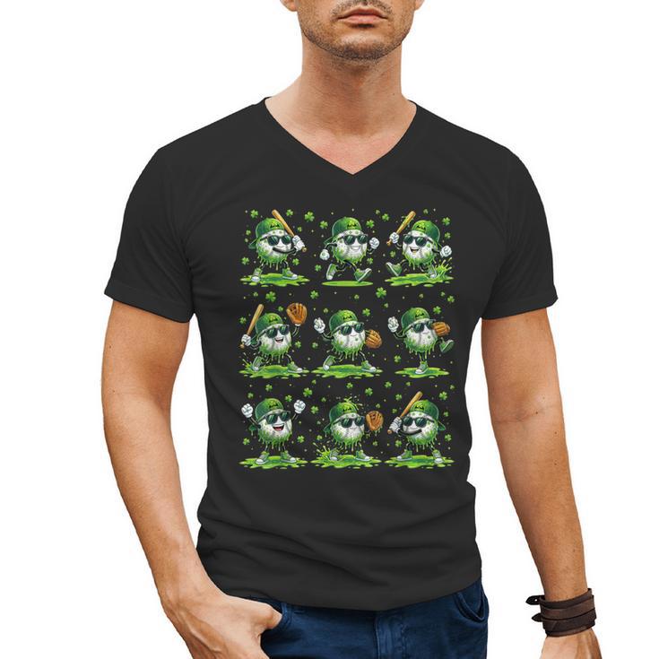 St Patricks Day Baseball Ice Cream Boys Baseball Player Men's V-Neck T-Shirt