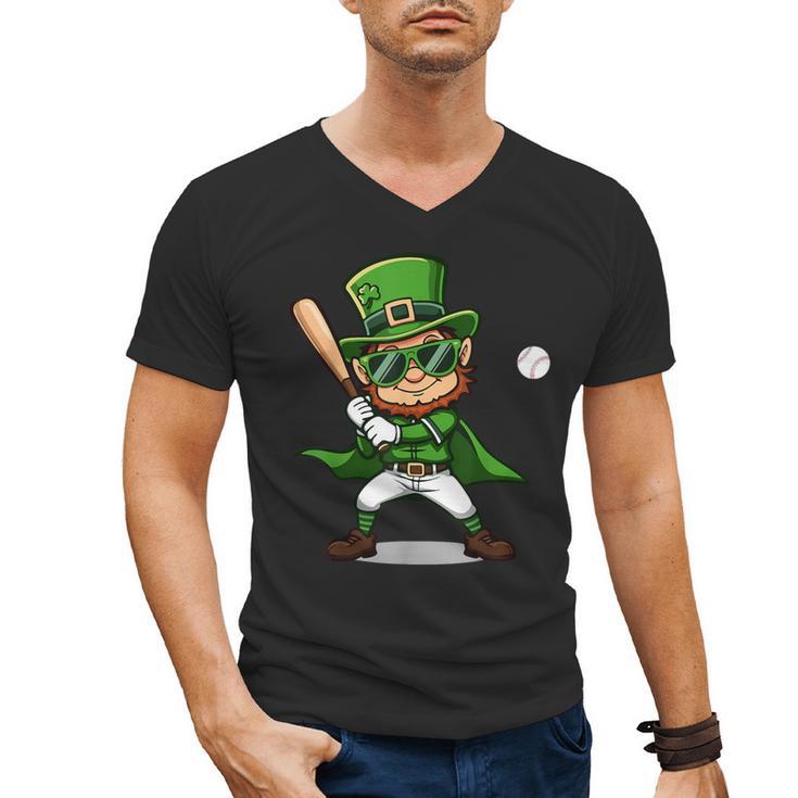 St Patrick’s Day Leprechaun Baseball Irish Graphic Men's V-Neck T-Shirt