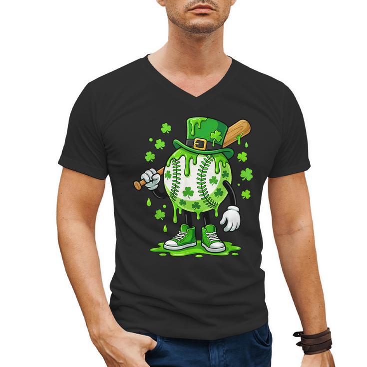 St Patricks Day Shamrock Baseball Drip Icecream Irish Boys Men's V-Neck T-Shirt
