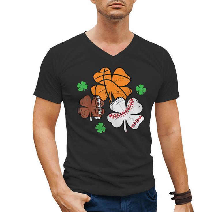 St Patricks Day Shamrock Basketball Baseball Men Boys Kids Men's V-Neck T-Shirt