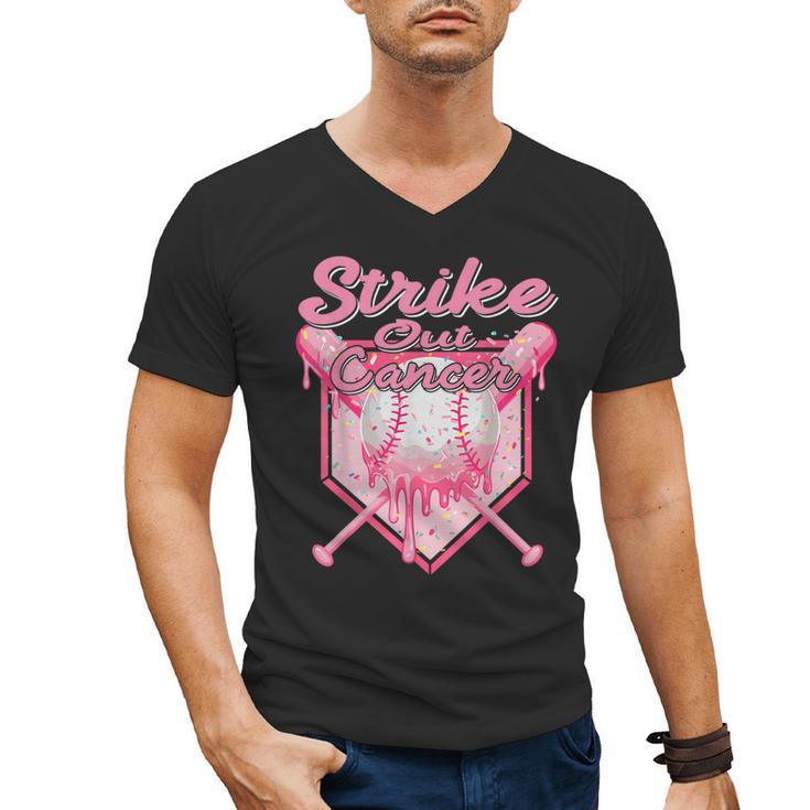 Strike Out Breast Cancer Baseball Drip For Boys Youth Men's V-Neck T-Shirt