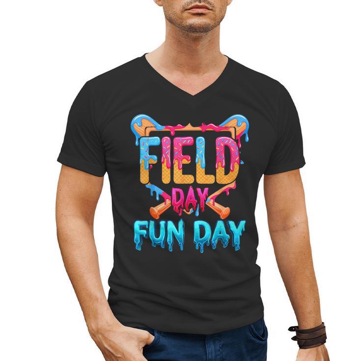 Teacher Kids Field Day 2026 Baseball Field Day Fun Day Men's V-Neck T-Shirt