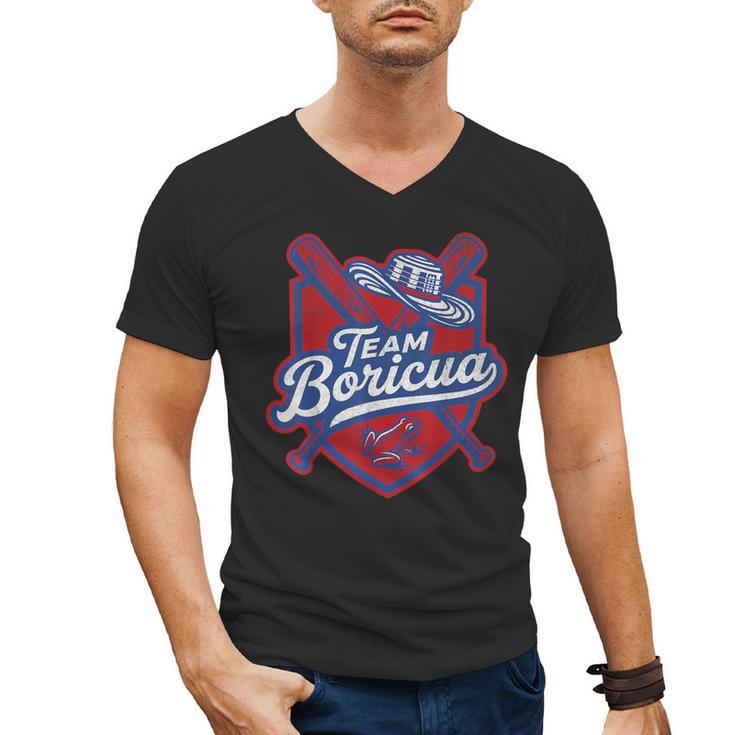 Team Boricua Puerto Rico Baseball Coqui Frog Pava Hat Fan Men's V-Neck T-Shirt