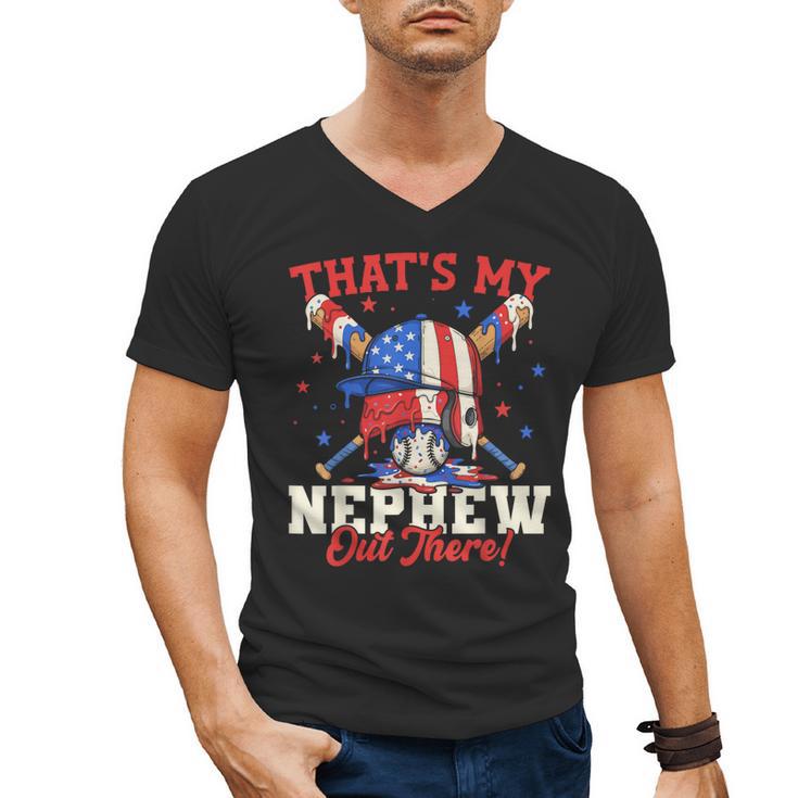 That's My Nephew Out There Baseball Cream Drip Crossed Bat Men's V-Neck T-Shirt
