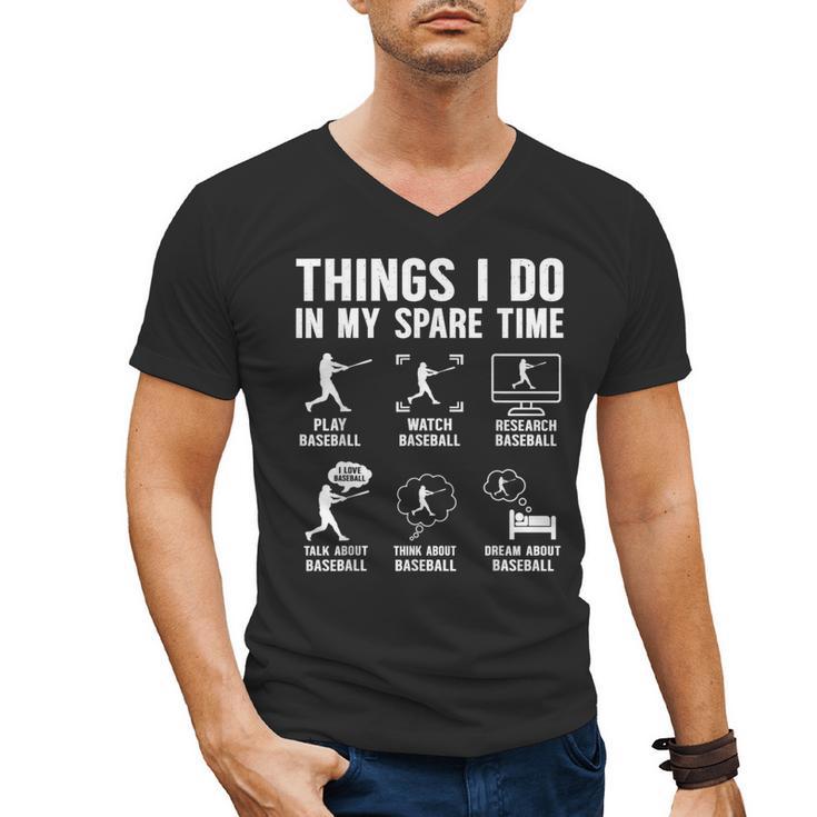 Things I Do In My Spare Time Baseball Lovers Kids Boys Men's V-Neck T-Shirt