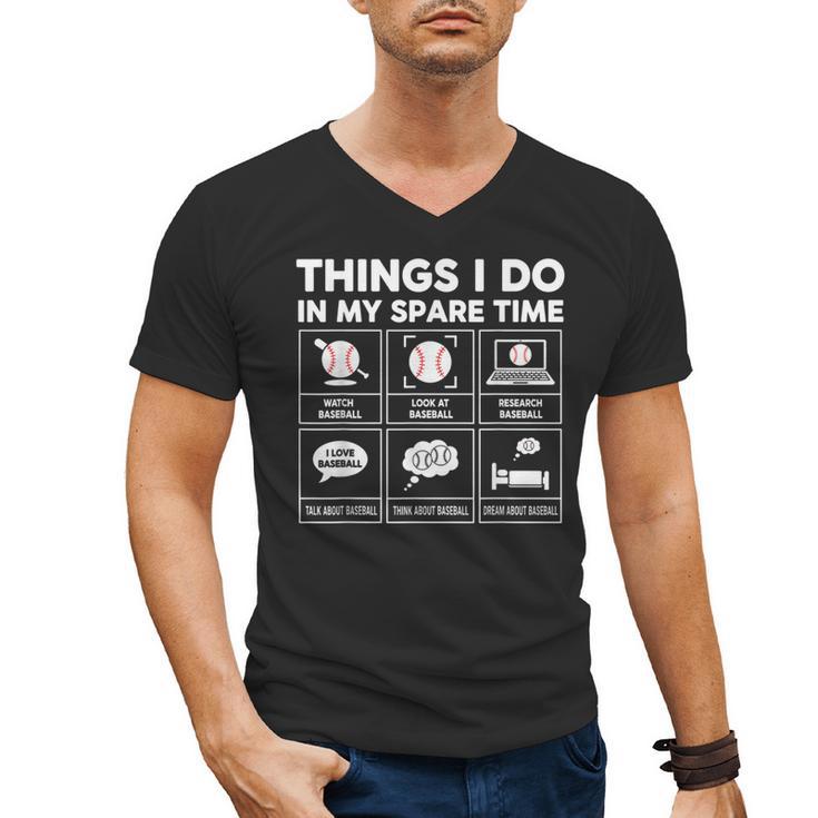 Things I Do Spare Time Baseball Player Men Women Kids Men's V-Neck T-Shirt
