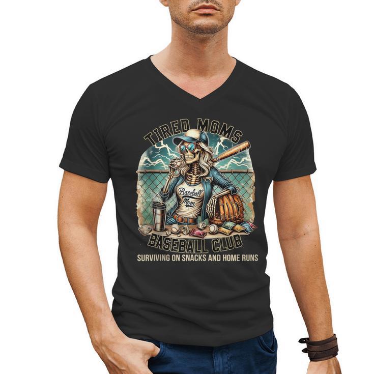Tired Mom's Baseball Club Surviving On Snacks And Home Runs Men's V-Neck T-Shirt