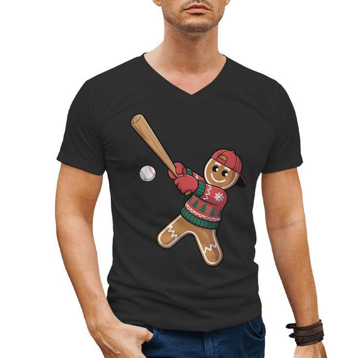 Ugly Christmas Sweater Gingerbread Baseball Toddler Kids Men's V-Neck T-Shirt