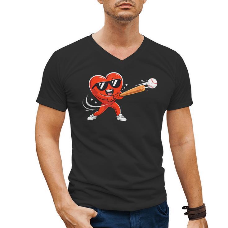 Valentine Baseball Heart Sport Valentines Day Men Boys Kids Men's V-Neck T-Shirt